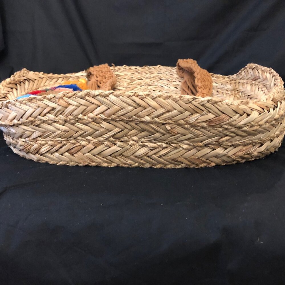 Universal Thread Straw/Raffia Circle Tote With Ta… - image 4